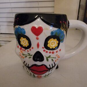 Day of the Dead Sugar Skull Mug Colorful Ceramic Skull Coffee Cup Halloween Goth
